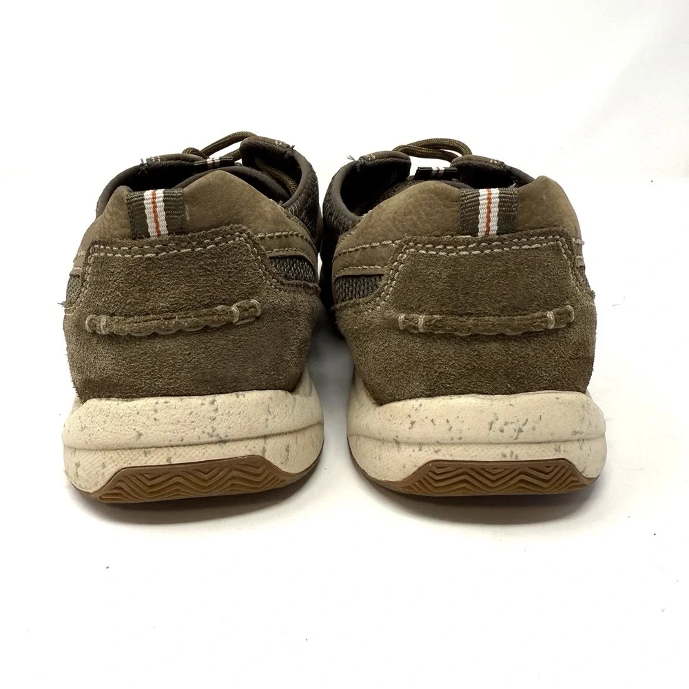Clarks AllSton Low Size 7.5M Mens Tan Olive Leather Lace Up Casual Shoes Sneaker